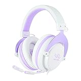 SADES MPOWER Stereo Gaming Headset for PS4, PC, Mobile, Noise Cancelling Over Ear Headphones with Retractable Flexible Mic & Soft Memory Earmuffs for Laptop Mac Games-Angel Edition Purple