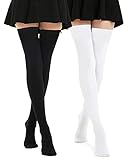 Kayhoma Extra Long Cotton Stripe Thigh High Socks Over the Knee High Stockings