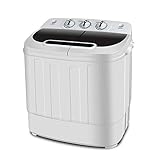 SUPER DEAL Compact Mini Twin Tub Washing Machine, Portable Laundry Washer w/Wash and Spin Cycle Combo, Built-in Gravity Drain, 13lbs Capacity for Camping, Apartments, Dorms, College Rooms, RV’s and more