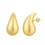 Apsvo Earring Dupes Chunky Gold Hoop Earrings for Women, Tear Drop Dangle Earrings, Teardrop Lightweight Water Drop Earrings for Women Girls Fashion Trendy Hypoallergenic Jewelry