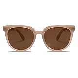 SOJOS Round Polarized Sunglasses for Women Fashion Trendy Style UV Protection Lens Sunnies Sunglasses SJ2175 with Brown Frame/Brown Lens