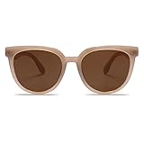 SOJOS Round Polarized Sunglasses for Women Fashion Trendy Style UV Protection Lens Sunnies Sunglasses SJ2175 with Brown Frame/Brown Lens