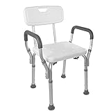 Vaunn Shower Chair Bath Seat With Padded Arms, Removable Back and Adjustable Legs, Bathtub Safety and Support