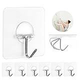 JINSHUNFA Wall Hooks 13lb(Max) Transparent Reusable Seamless Hooks,Waterproof and Oilproof,Bathroom Kitchen Heavy Duty Self Adhesive Hooks,8 Pack