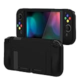 PlayVital Black Protective Case for Nintendo Switch, Soft TPU Slim Case Cover for Nintendo Switch Joycon Console with Colorful ABXY Direction Button Caps
