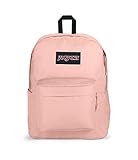 JanSport Superbreak Plus Backpack - Work, Travel, or Laptop Bookbag with Water Bottle Pocket, Misty Rose
