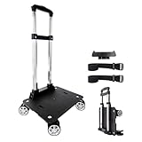 Backpack Trolley Wheeled Cart-Backpack Hand Truck with Luggage Strap,Aluminium Alloy Folding Trolley Cart for Bags Backpack Travel Luggage Cart