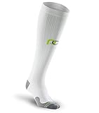 PRO Compression Marathon Socks, Calf-Length Graduated Compression Socks, Unisex (White, Small/Medium)