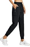 Libin Women's Cargo Joggers Lightweight Quick Dry Hiking Pants Athletic Casual Outdoor, Black M