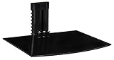 Mount-It! MI-891 Floating Wall Mounted Shelf Bracket Stand for AV Receiver, Component, Cable Box, Playstation4, Xbox1, DVD Player, Projector, 17.6 Lbs Capacity, 1 Shelf, Tinted Tempered Glass Black