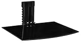 Mount-It! MI-891 Floating Wall Mounted Shelf Bracket Stand for AV Receiver, Component, Cable Box, Playstation4, Xbox1, DVD Player, Projector, 17.6 Lbs Capacity, 1 Shelf, Tinted Tempered Glass Black