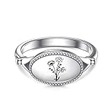 SIMONLY Birth Month Flower Ring for Women Men 925 Sterling Silver Personalized Bouquet Ring for Birthday Gifts