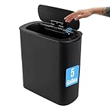 Cesun 5 Gallon Automatic Bathroom Trash Can, Touchless Motion Sensor Garbage Can with Lid, Smart Plastic Slim Wastebasket for Bathroom, Office, rv, Bedroom, Living Room, Black