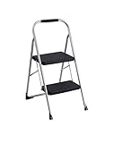 COSCO 11308PBL1E Two Three Big Folding Step Stool with Rubber Hand Grip, Gray