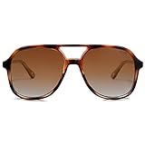 SOJOS Retro Polarized Aviator Sunglasses for Women Men Classic 70s Vintage Trendy Square Aviators SJ2174, Brown Tortoise/Brown
