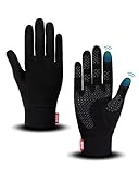 Aegend Running Gloves Women Men Touch Screen Cycling Sports Mittens Liners Warm Gloves, Black, Small