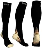 Physix Gear Compression Socks for Men & Women 20-30 mmhg Graduated Athletic for Running Nurses Shin Splints Flight Travel & Maternity Pregnancy - Boost Stamina Circulation & Recovery BGE S/M (1 Pair)
