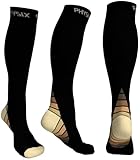 Physix Gear Compression Socks for Men & Women 20-30 mmhg Graduated Athletic for Running Nurses Shin Splints Flight Travel & Maternity Pregnancy - Boost Stamina Circulation & Recovery BGE S/M (1 Pair)