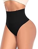 Tummy Control Thong Shapewear for Women High Waisted Panties Girdle Seamless Shaping Body Shaper Underwear （A# Black,M）