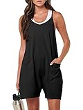 ANRABESS Rompers for Women Jumpsuits Casual Summer Outfits Shorts Overalls 2023 Fashion Comfy Clothes Sleeveless Jumpers with Pockets A948-heise-M