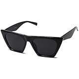 SOJOS Oversized Square Cateye Polarized Sunglasses for Women Men Big Trendy Sunnies SJ2115, Black/Grey
