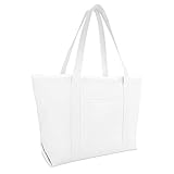 DALIX 23' Premium 24 oz. Cotton Canvas Shopping Tote Bag in White