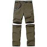 JOMLUN Boy’s Casual Quick Dry Outdoor Pants Hiking Climbing Convertible Trouser Kids' Cargo Pants Army Green
