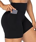 Sunzel 8' / 5' / 3' Biker Shorts for Women with Pockets, High Waisted Yoga Workout Shorts Black Medium