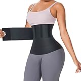 FeelinGirl Waist Trainer for Women Trimmer Belt Waist Cincher Tummy Wrap Plus Size Body Shaper (One Size, Black)