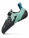 SCARPA Women's Instinct VS Rock Climbing Shoes for Sport Climbing and Bouldering - Low-Volume, Women's Specific Fit - Black/Aqua - 6-6.5