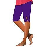 Lightning Deals of Today Prime Amazon Todays Deals Women Capri Leggings Cropped Wide Leg Pants for Women Cotton Yoga Pants for Women Leggins for Women Crop Pants for Women Casual Summer Purple Medium