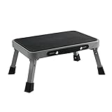 TreeLen 1-Step 330lbs Capacity Folding Metal Step Stool, Portable Step Ladder, Non-Slip, Sturdy