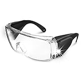 SKYWAY Safety Glasses with Lights, Safety Goggles Over Glasses, Rechargeable Led Goggles Anti Fog Anti Scratch UV Protection