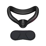 CNBEYOUNG VR Face Cover and Lens Cover Compatible with Quest 2, Sweatproof Silicone Face Pad Mask & Face Cushion for Quest 2 VR Headset, Washable Lightproof Anti-Leakage (Black)
