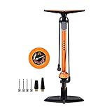 GOBKO Bike Floor Pump with Gauge,Floor Bicycle Pump with Both Presta and Schrader Bicycle Pumps Valves High Pressure 160Psi Multi-Purpose Air Pump for Road Bike MTB Sports Balls