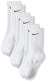 Nike Everyday Cushion Crew Training Socks, Unisex Socks with Sweat-Wicking Technology and Impact Cushioning (3 Pair), White/Black,Medium