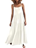 ANRABESS Women Summer Casual Loose Sleeveless Sundress Spaghetti Strap Flowy Boho Linen Beach Vacation Maxi Long Dress 2024 White Small