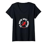 Womens It's Never Spicy Enough Hot Chili Red Pepper Sauce V-Neck T-Shirt
