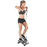 Sunny Health & Fitness Mini Stepper with Resistance Bands, Black