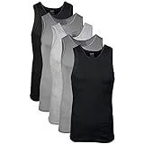 Gildan Men's A-shirt Tanks, Multipack, Style G1104, Grey/Black (5 Pack), Large