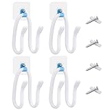 Linkidea Controller Wall Mount Holder Compatible with PS4, PS5, Xbox, Switch Controller, Multifunctional Adjustable Wall Clip Headphone Holder, VR Headset Hanger (4 Pack White)