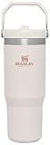 Stanley IceFlow Stainless Steel Tumbler with Straw - Vacuum Insulated Water Bottle for Home, Office or Car Reusable Cup with Straw Leak Resistant Flip Cold for 12 Hrs or Iced for 2 Days (Rose Quartz)