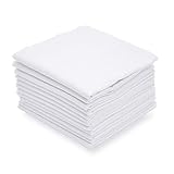 Selected Hanky Men's Handkerchiefs,100% Soft Cotton,White Classic Hankie Pack of 12