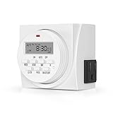 BN-LINK 7 Day Heavy Duty Digital Programmable Timer, FD60 U6, 115V, 60Hz, Dual Outlet, Indoor, for Lamp Light Fan Security UL Listed