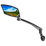 BriskMore Handlebar Bike Mirror, Scratch Resistant Glass Lens, Ajustable And Rotatable Safe Rearview Bicycle Mirror for Left Side BT-016L
