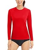 Boladeci Womens Swim Shirts Long Sleeve Quick Dry Rashguard UPF 50+ UV Protection Sun Shirt Outdoor Workout Sport SPF Tops T-Shirts Tomato Red S