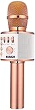 BONAOK Wireless Bluetooth Karaoke Microphone,3-in-1 Portable Handheld Karaoke Mic Speaker Machine Home Party Birthday for All Smartphones PC(Q37 Rose Gold)