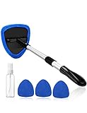 AstroAI Windshield Cleaner, Microfiber Car Windshield Cleaning Tool with 4 Reusable and Washable Microfiber Pads and Extendable Handle Auto Inside Glass Wiper Kit, Blue