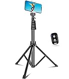 Sensyne 62' Phone Tripod & Selfie Stick, Extendable Cell Phone Tripod Stand with Wireless Remote and Phone Holder, Compatible with iPhone Android Phone, Camera (Black)