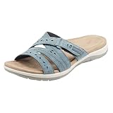 JEUROT Orthopedic Sandals for Women Arch Support Comfort Flat Sandals Open Toe Summer Casual Slides Slip On Beach Slippers (Sky Blue, 9)